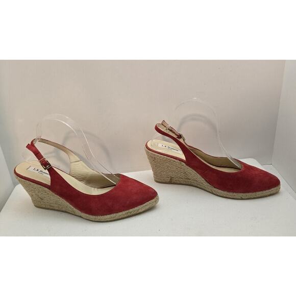LK Bennett Women's Red Coral Espadrille Bethany Wedges Slingback EU 42 Sz 9.5 - Picture 4 of 9